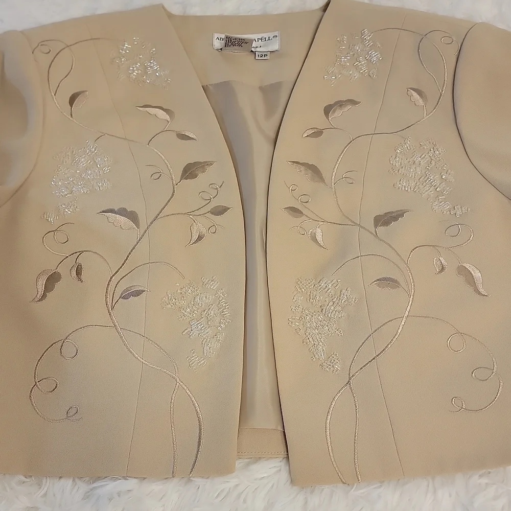 𝅺ADRIANNA Papell elegant maxi dress with cropped overlay sequin jacket - Picture 4 of 16